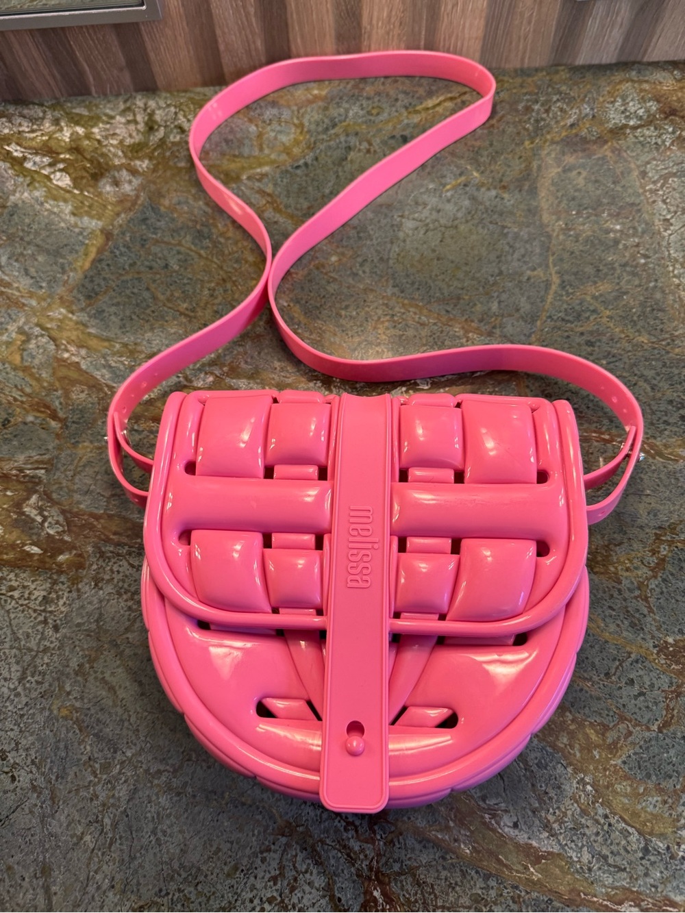 Melissa Hot Pink Woven-Look Crossbody Bag